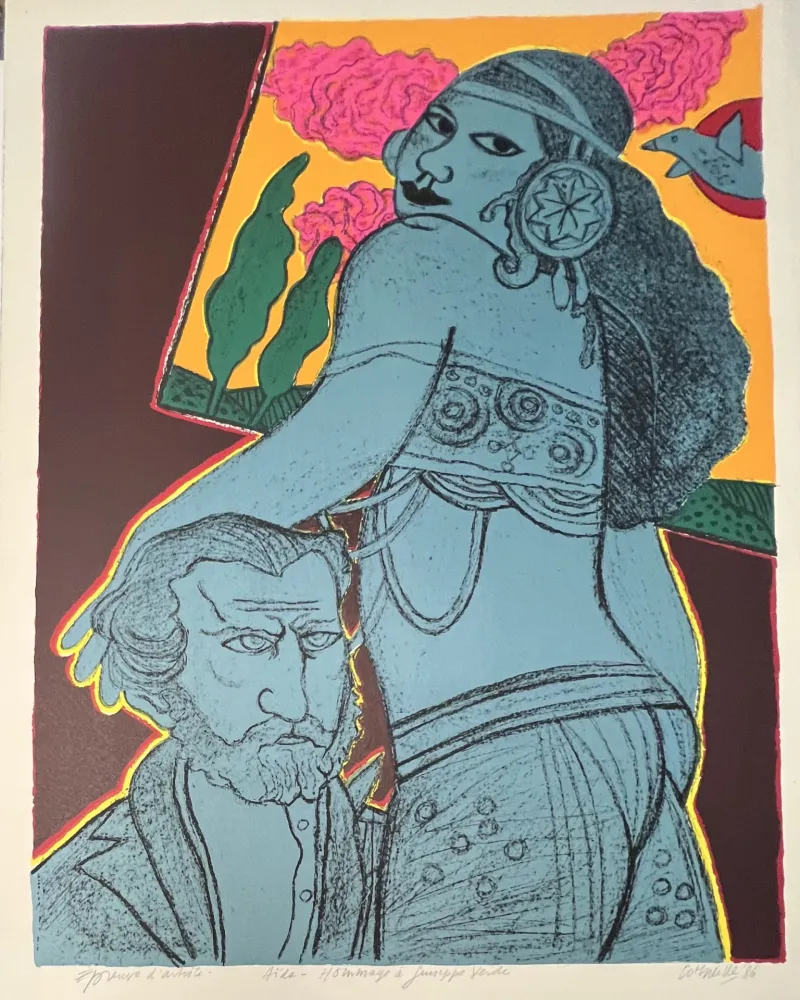 Lithograph Corneille - Hommage à Giuseppe Verdi,