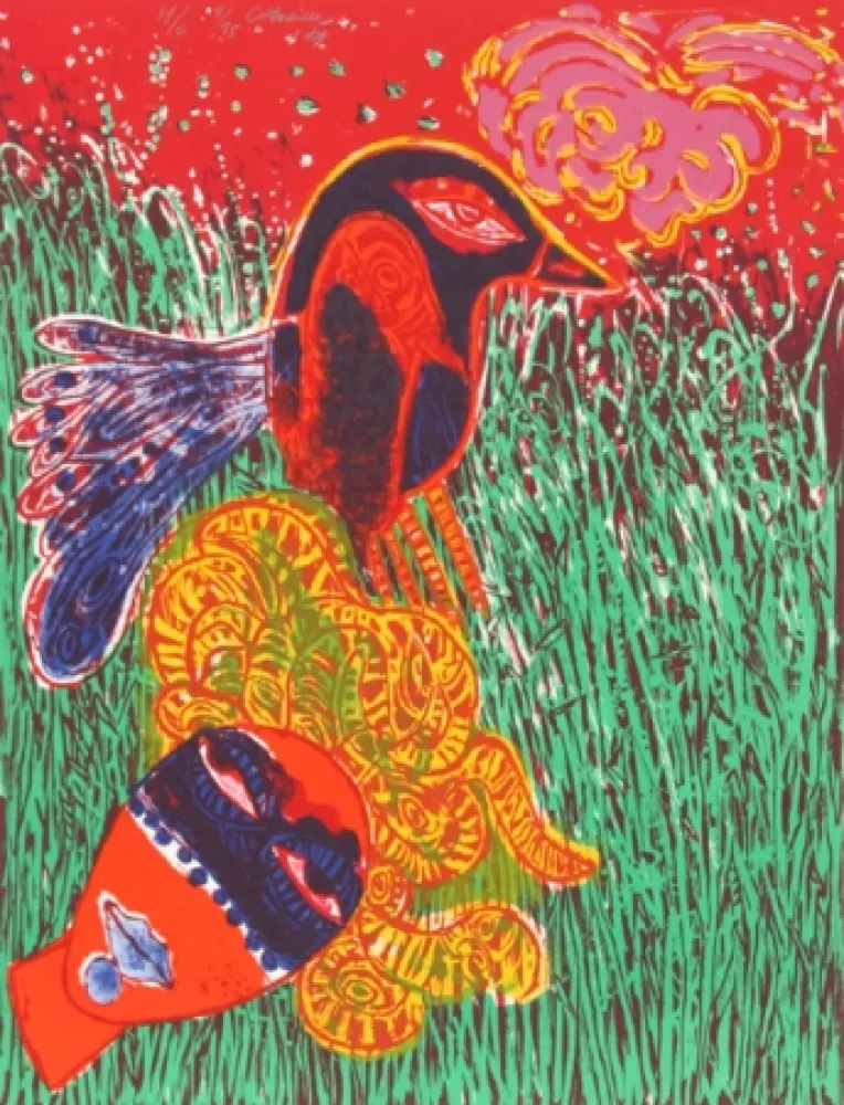 Lithograph Corneille - La Femme masque comme pour une fete