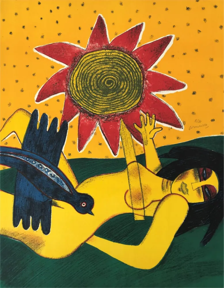 Lithograph Corneille - La fleur rouge