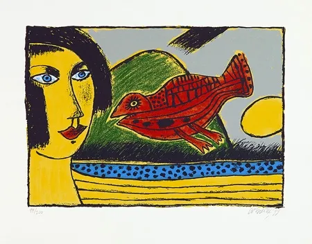 Screenprint Corneille - La venue de l'oiseau