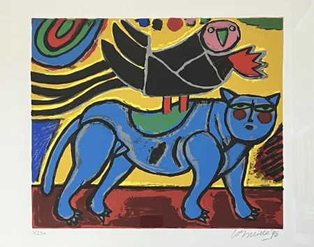 Screenprint Corneille - Le chat bleu - Petite musique du printemps, 1996