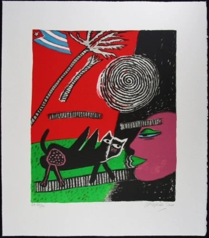 Lithograph Corneille - Le chat noir