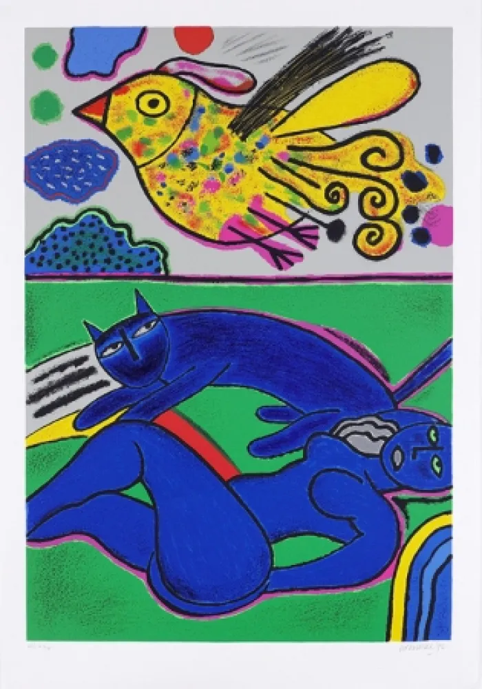 Screenprint Corneille - Le doux félin de l'été