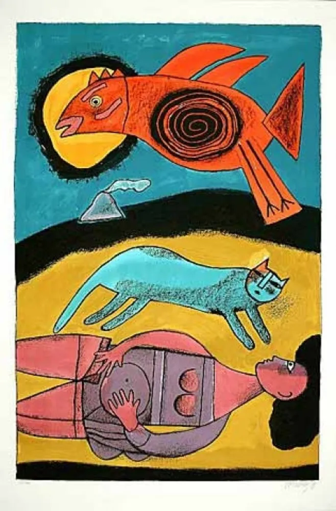 Lithograph Corneille - Le grand oiseau du désert