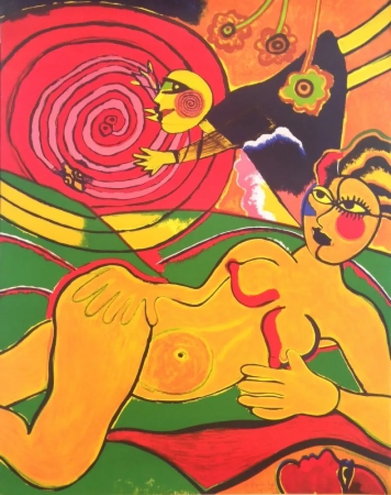 Screenprint Corneille - L'enchantement du soleil serpent