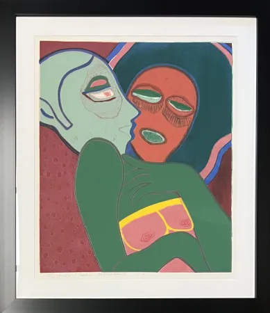 Etching And Aquatint Corneille - Les amants, eau-forte, 1975