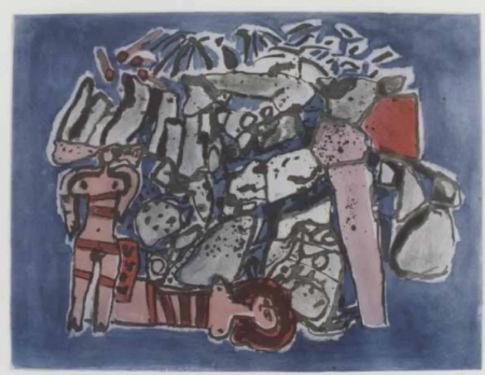 Aquatint Corneille - Lieu rupestre