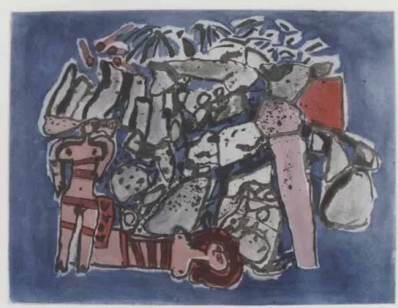 Aquatint Corneille - Lieu rupestre