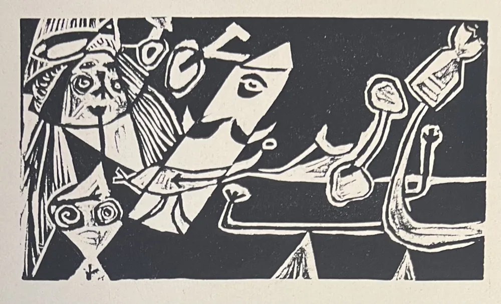 Linocut Corneille - Linogravure Cobra La Belle d'une journée 1949