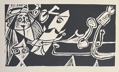 Linocut Corneille - Linogravure Cobra La Belle d'une journée 1949