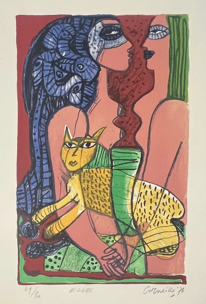 Lithograph Corneille - Lithographie ancienne ELLES, 1976 - 29/30