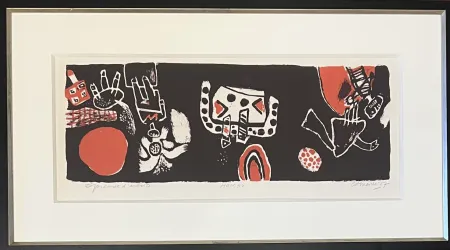 Lithograph Corneille - Lithographie ancienne encadrée : Hombu, 1967