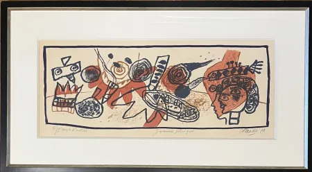 Lithograph Corneille - Lithographie ancienne encadrée , Journée Féérique, 1971