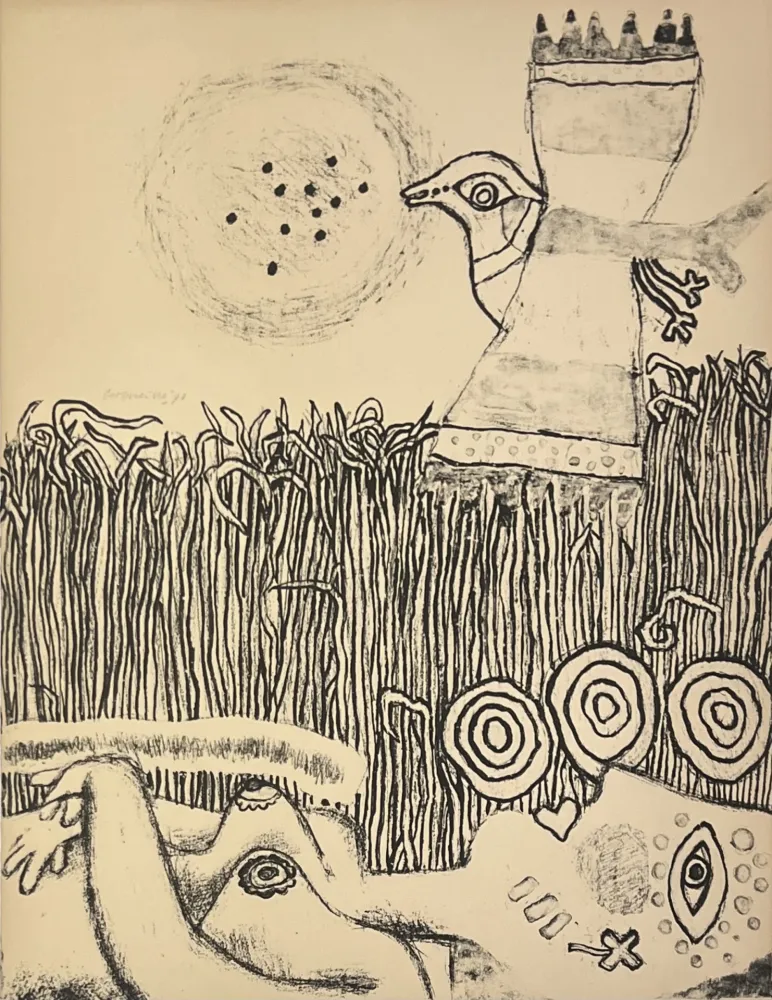 Lithograph Corneille - Lithographie ancienne Herbes, 1973