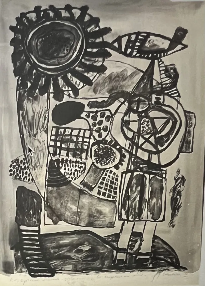 Lithograph Corneille - Lithographie aquarellée La Baigneuse au soleil, 1974. Pièce Unique