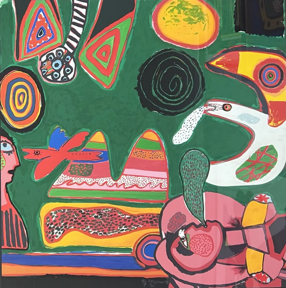 Lithograph Corneille - Lithographie Bain de soleil 1997, encadrée!