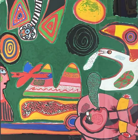 Lithograph Corneille - Lithographie Bain de soleil 1997, encadrée!