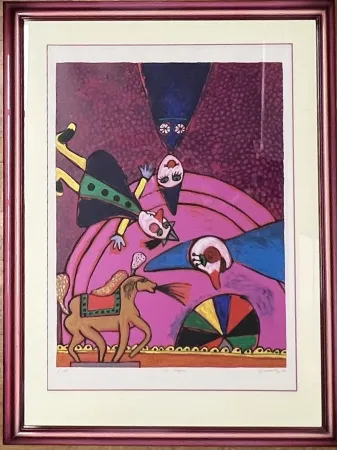 Lithograph Corneille - Lithographie encadrée Le Cirque / Circus - 1990