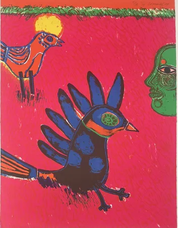 Lithograph Corneille - Lithographie Herbes 1977