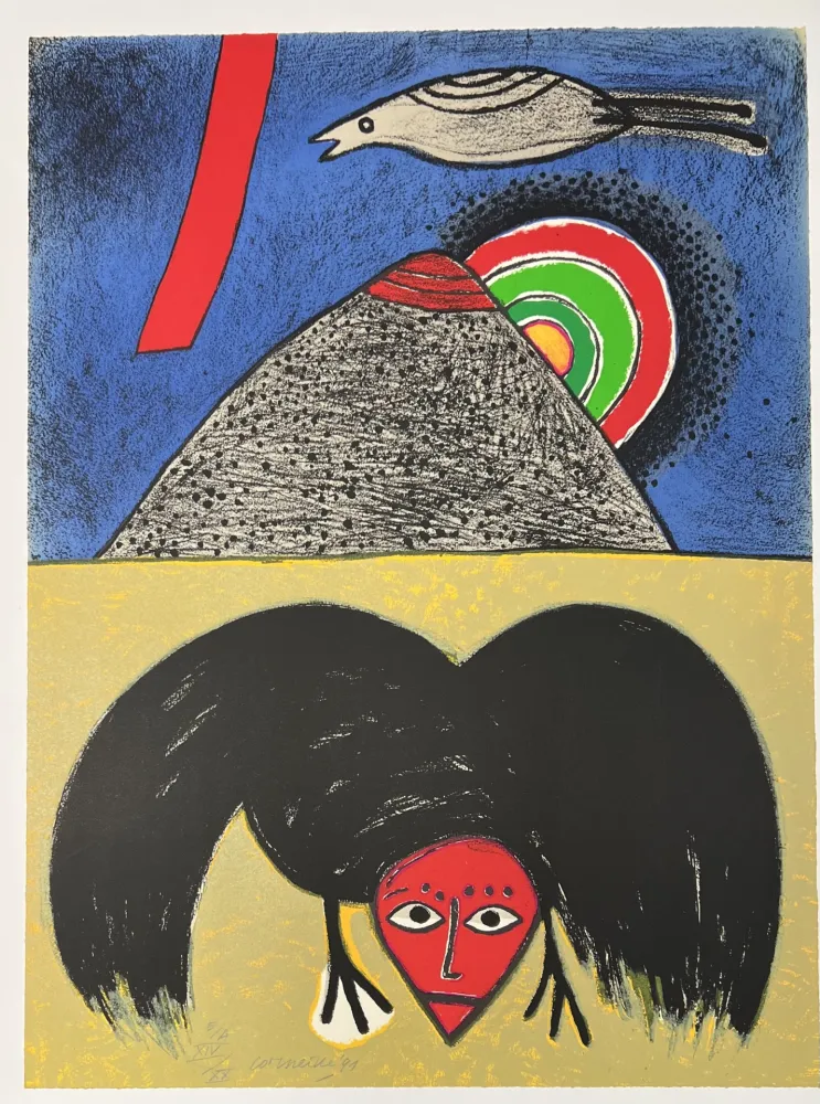 Lithograph Corneille - Lithographie  Le corbeau - Hommage à Edgar Allan Poe