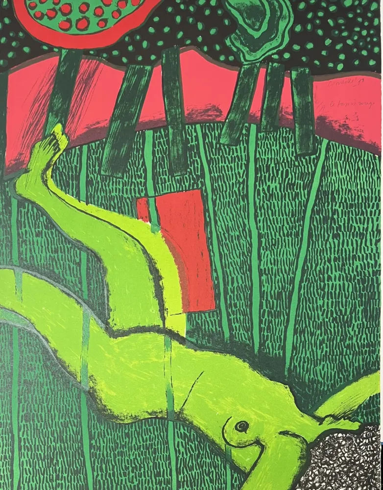 Lithograph Corneille - Lithographie, Le tapis rouge, 1973