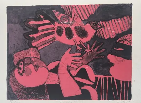 Lithograph Corneille - Lithographie L'oiseau convoité, 1985