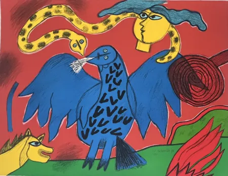 Lithograph Corneille - Lithographie Mémoire de Bali, 1993
