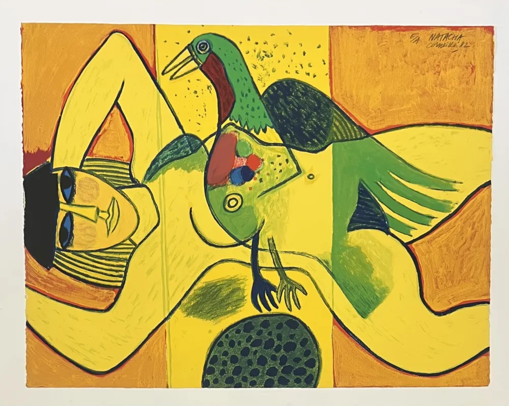 Lithograph Corneille - Lithographie Nu jaune, 1982