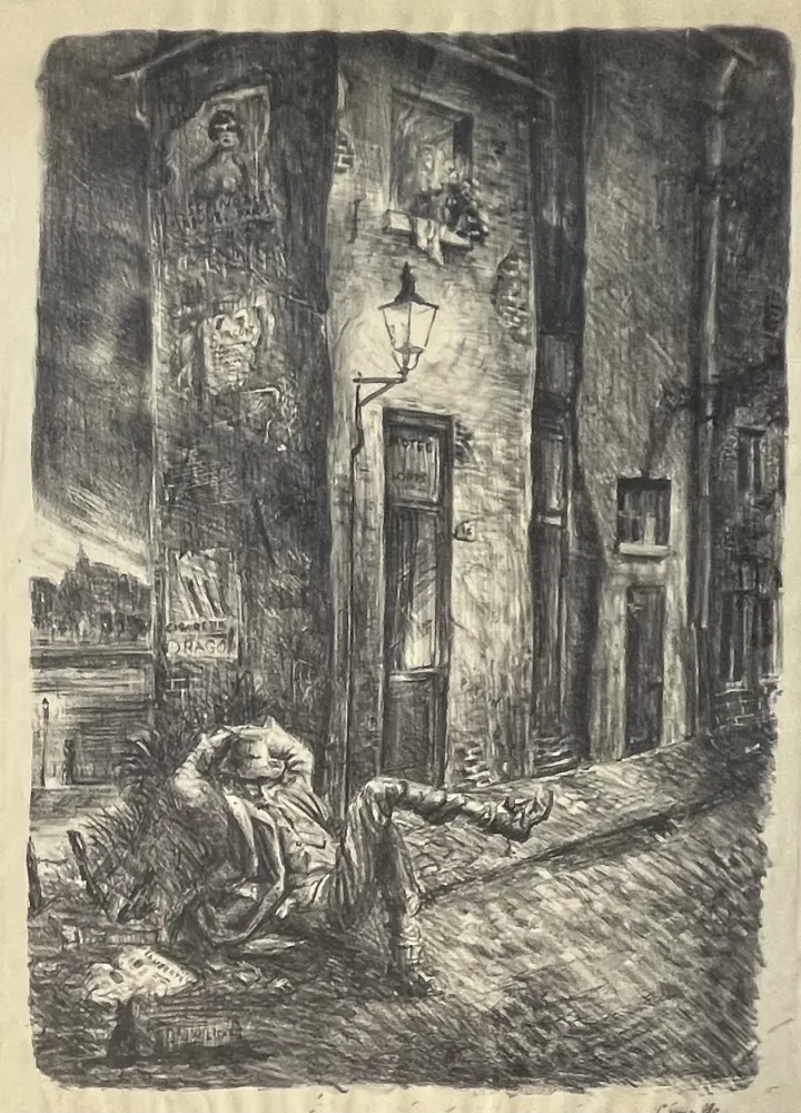 Lithograph Corneille - Lithographie Petite rue dans Paris, 1943