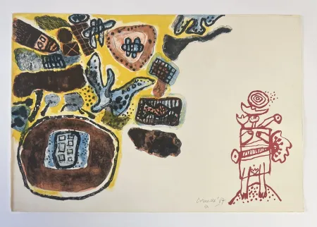 Lithograph Corneille - Lithographie signée Femme de nuit et d'aube, 1967