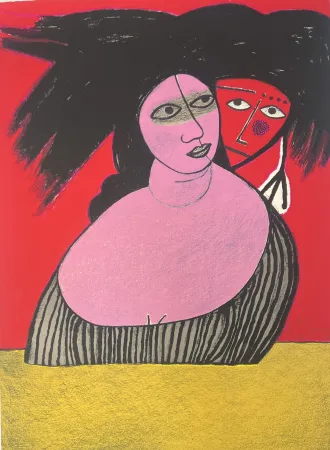 Lithograph Corneille - Lithographie The Raven 1991 E/A - Le corbeau - Hommage à Edgar Allan Poe