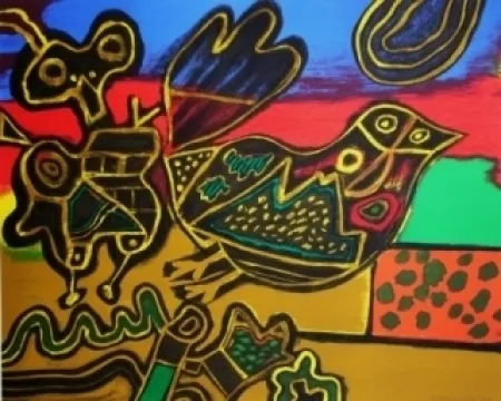 Lithograph Corneille - L'oiseau né du Paysage II