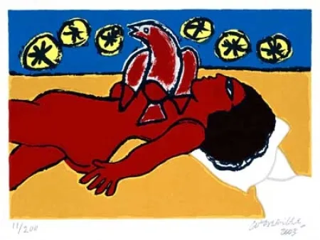 Screenprint Corneille - Nu rouge