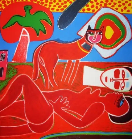 Lithograph Corneille - Nu rouge