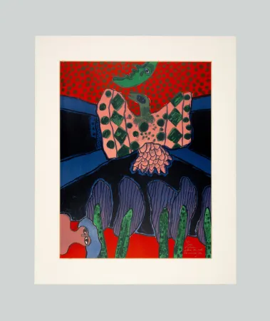 Lithograph Corneille - Oiseau fleur du ciel