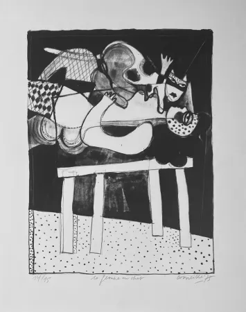 Lithograph Corneille - Rare lithographie La femme au chat, 1975 - 15 ex. 