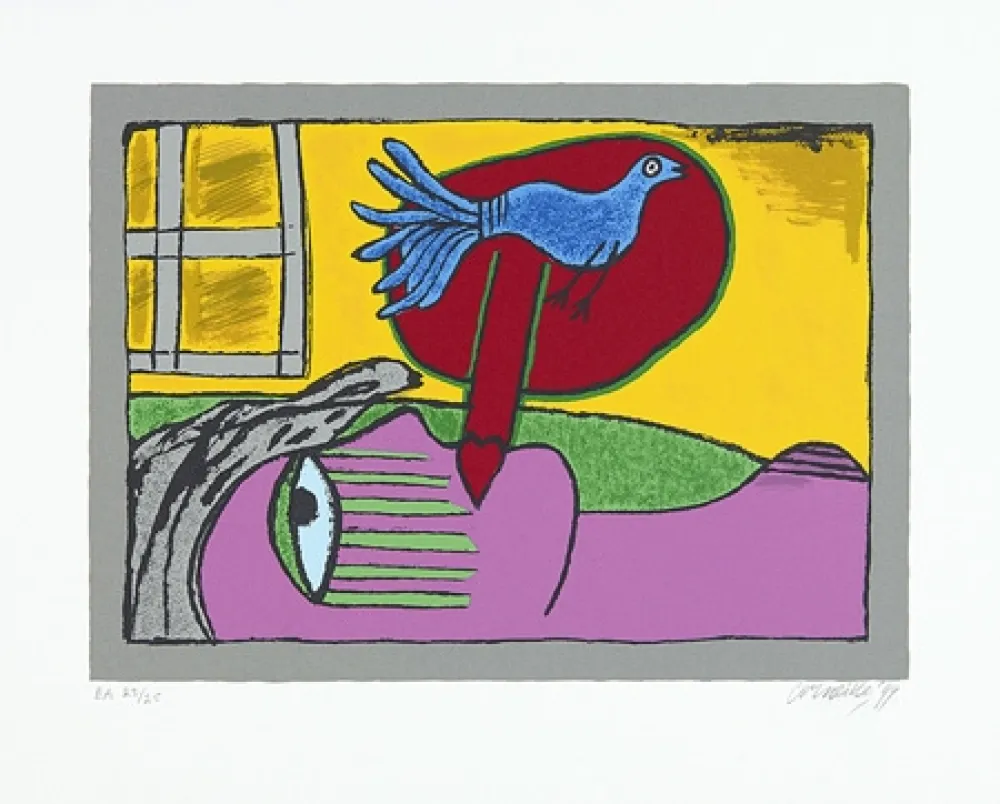 Screenprint Corneille - Regard sur l'oiseau