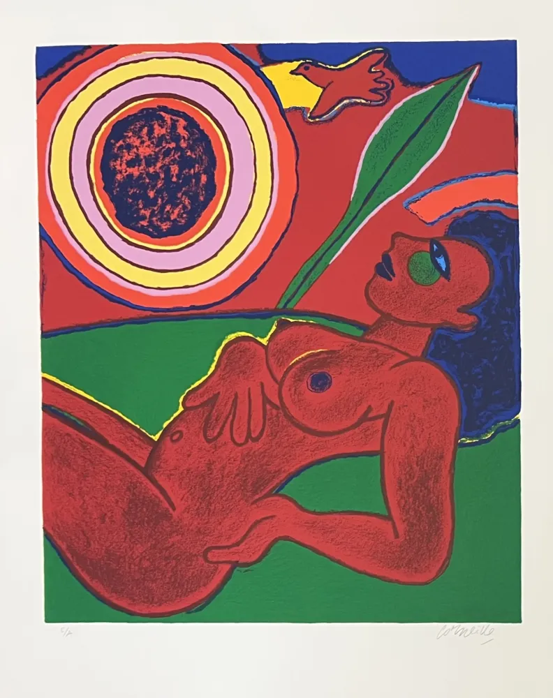 Screenprint Corneille - Sérigraphie Les derniers feux du soleil 1997