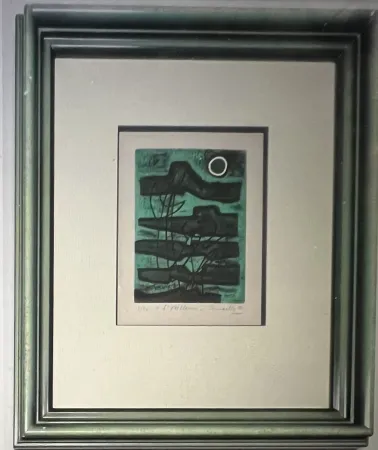 Etching And Aquatint Corneille - Signed; Guillaume Corneille Eau-forte encadrée L'oiseleur 1953 Numéro 3/20- Atelier Stanley William Hayter