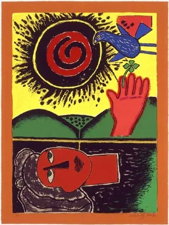 Screenprint Corneille - Soleil cou coupé III