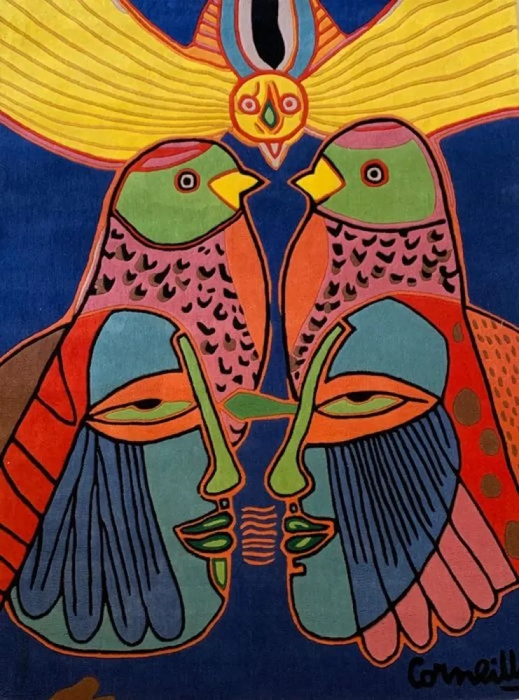 Multiple Corneille - Tapis Splendeurs des Tropiques - Tapis d'artiste avec certificat