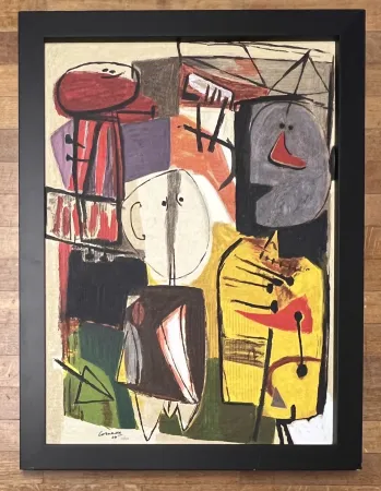 Multiple Corneille -  Terragraphie signée sur toile Charlie Parker - Cobra