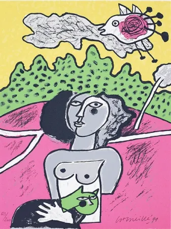 Screenprint Corneille - Terre habitée