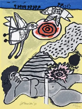 Screenprint Corneille - Terre habitée