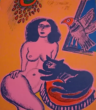 Lithograph Corneille - '' Trio ''