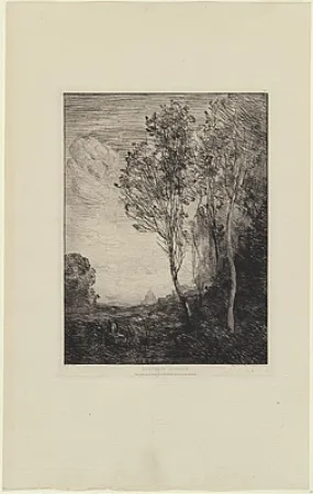 Etching Corot - Souvenir d'Italie, in 