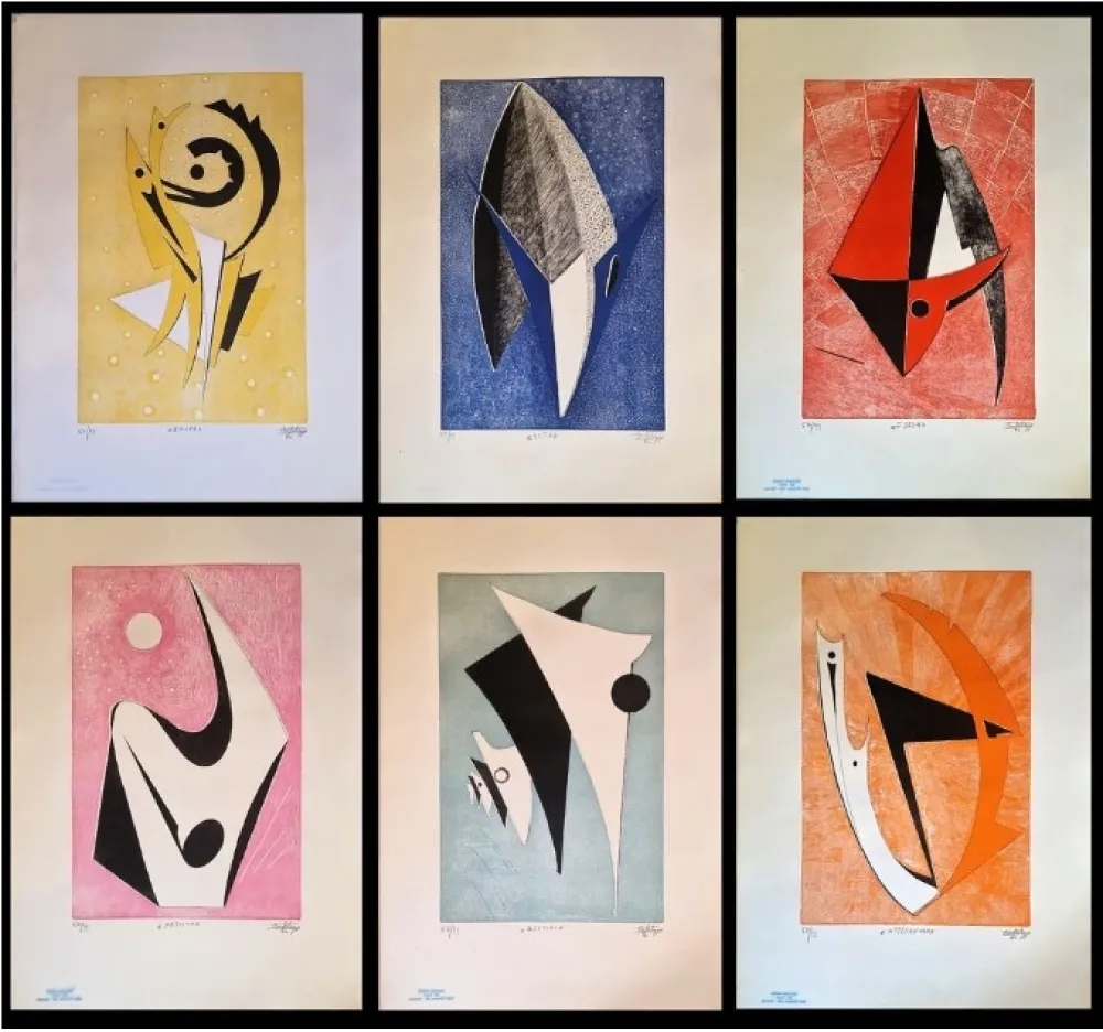 Etching Cortelazzo - Vita, Nascita, Forza, Intelligenza, Amore, Destino