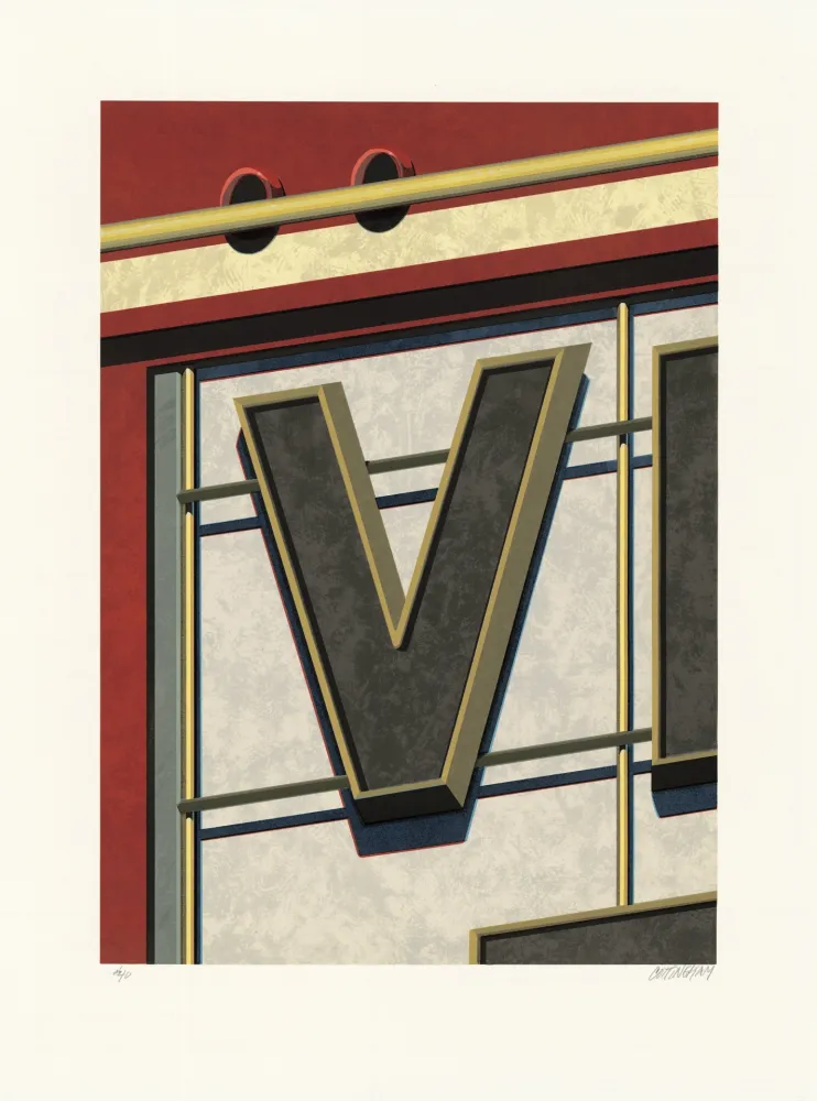 Lithograph Cottingham - The Letter V