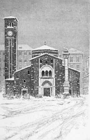 Engraving Cotugno  - Neve a San Babila
