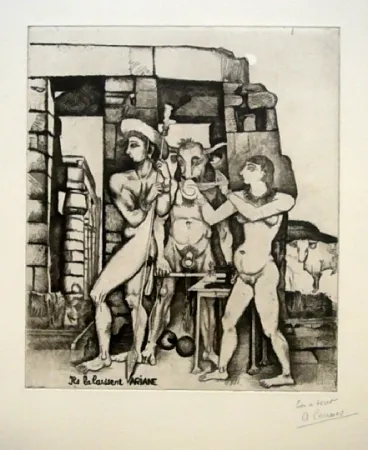 Engraving Courmes - Ils la laissent, Ariane